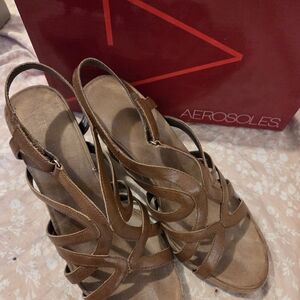 Aerosoles Brown Leather Slingback Sandals